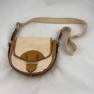 Esprit Cream and Tan Crossbody Saddle Bag